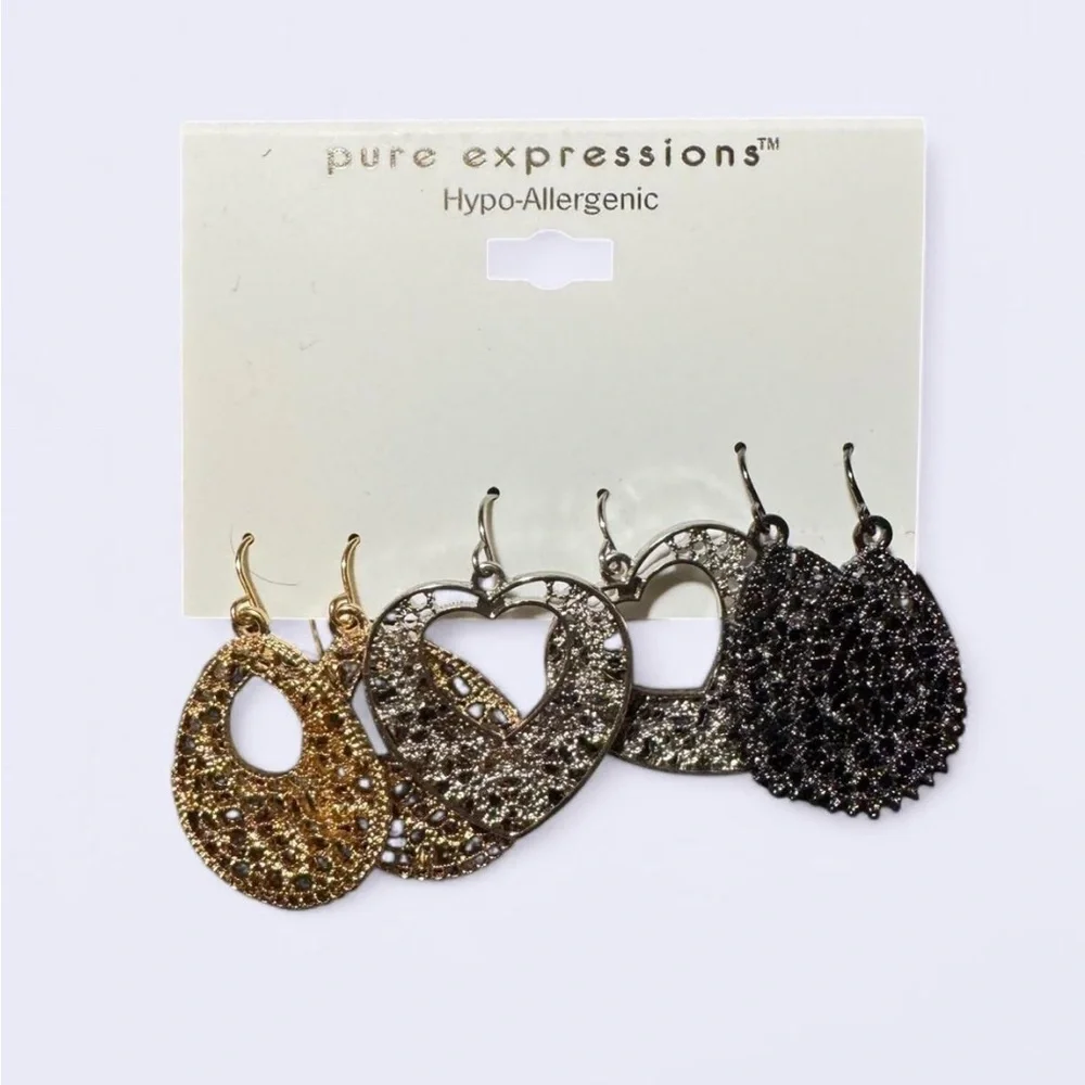 Expressions Gold and Black Earrings Set